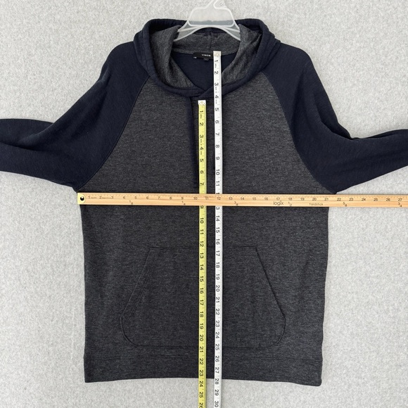 Vince Pullover Hoodie Mens Large Gray Navy Blue Double Knit Long Sleeve Pocket - Picture 13 of 15